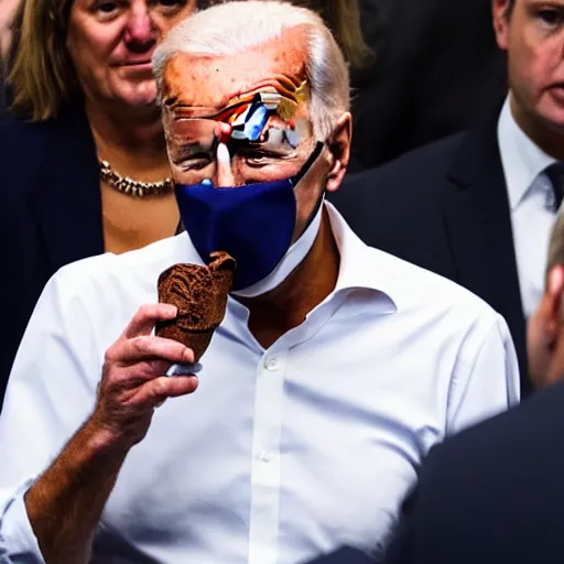 Prompt: Joe Biden crying after he saw his ice cream melting