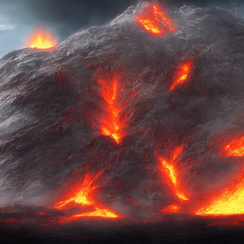 Prompt: volcano eruption on alien planet, 4 k, epic, detailed, concept art by jonathan guzi