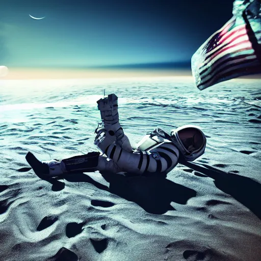 Prompt: an astronaut lounging in the beach, dramatic lighting, cinematic, extremly high detail, photorealistic, cinematic lighting, nasa footage