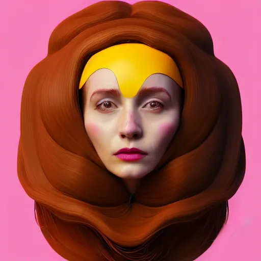 Image similar to portrait of a woman with a bundt pan face, digital art, 8k, trending on artstation