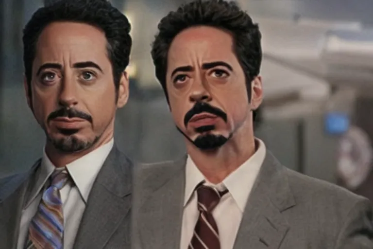 Prompt: a still of young jerry seinfeld as tony stark in the film iron man, high definition