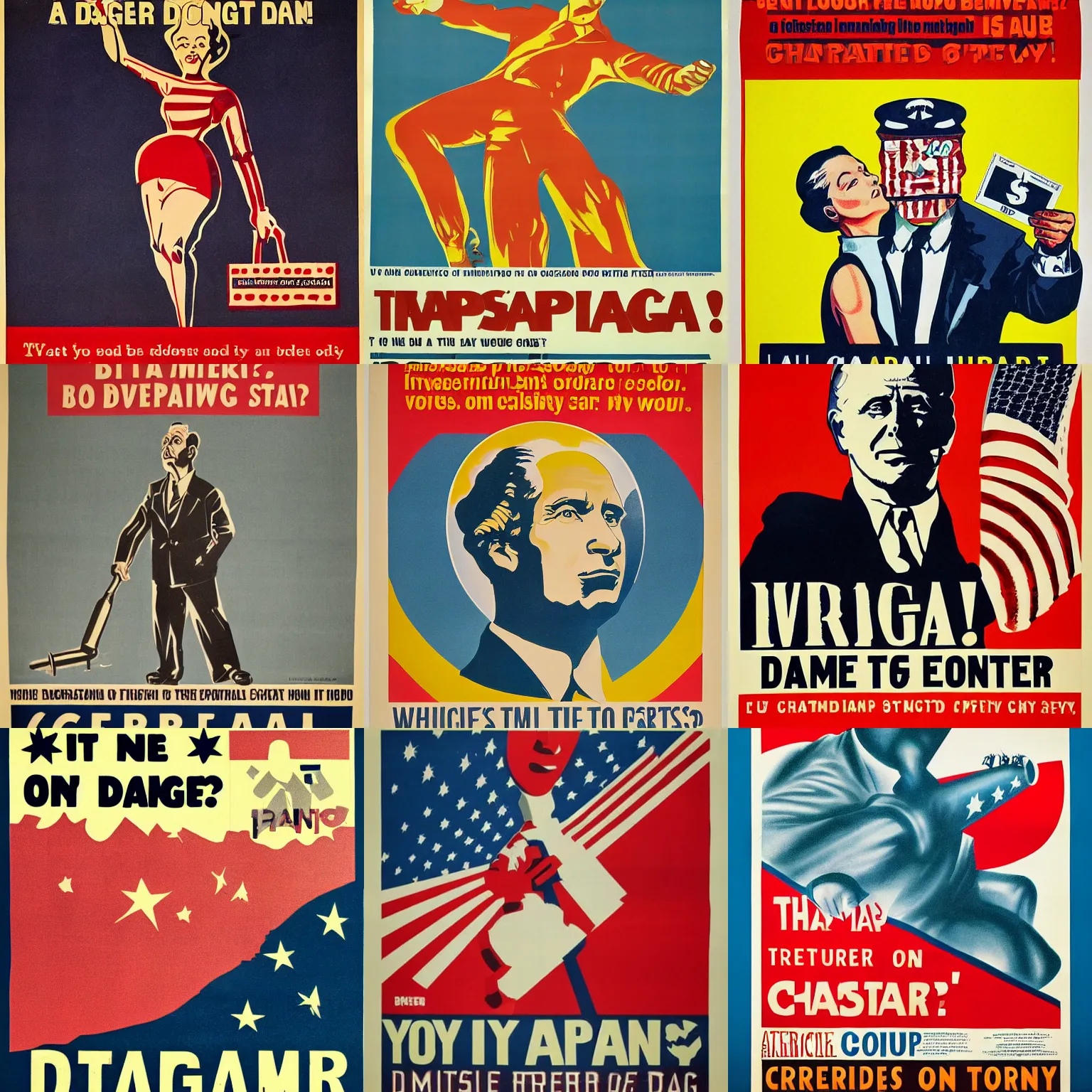 Prompt: an american propaganda poster warning the danger of capitalism