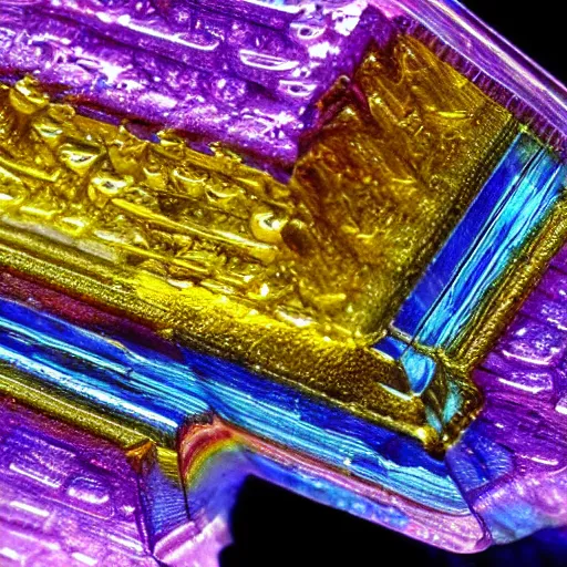 Prompt: beautiful macro bismuth photo highly detailed