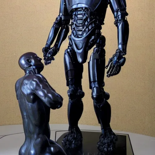 Image similar to A Rodin sculpture of Robocop