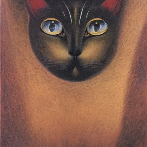 Prompt: 3d cat by Remedios Varo, front view
