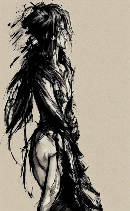 Image similar to a woman sitting in a long gown, her back is to us completely, pinterest hair picture, back of the hair, long In style of Yoji Shinkawa and Hyung-tae Kim, concept art, highly detailed