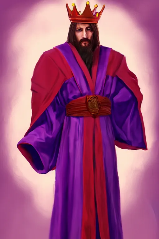 Image similar to king with a purple and scarlet robe, artstation