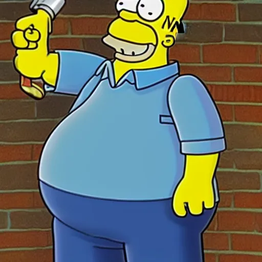 Image similar to homer simpson holding peter griffin at gunpoint