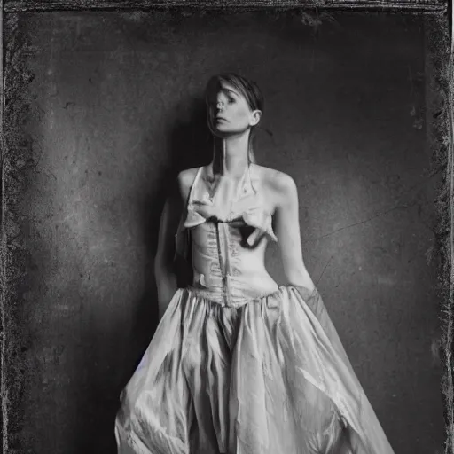 Prompt: wetplate editorial fashion