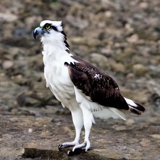 Image similar to extremely detailed cartoon osprey looking directly into camera