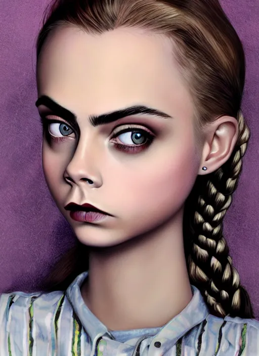 Image similar to cara delevingne as a mark ryden doll, detailed digital art, trending on Artstation