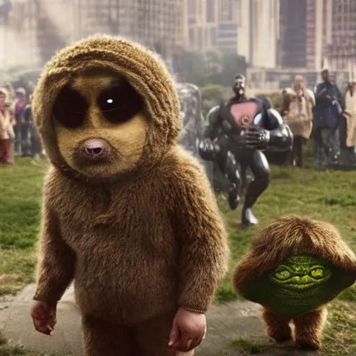 Image similar to Сheburashka in the Avengers, hyper realistic, 4k, 8k, cinematik