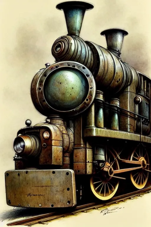 Image similar to (((((1950s train engine . muted colors.))))) by Jean-Baptiste Monge !!!!!!!!!!!!!!!!!!!!!!!!!!!