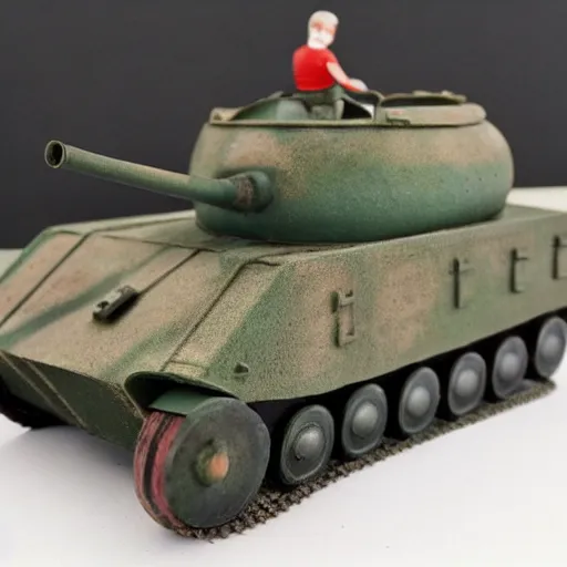 Image similar to photo of old Soviet steel toy tank, 1930s, retro, 35 mm