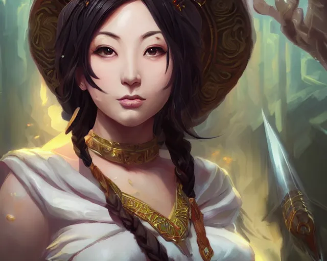 Image similar to a stunning portrait of a portrait of Mari Illustrious Makinami as an ancient greek priestess, digital art by Ross Tran and Angel Ganev, highly detailed, trending on artstationhq