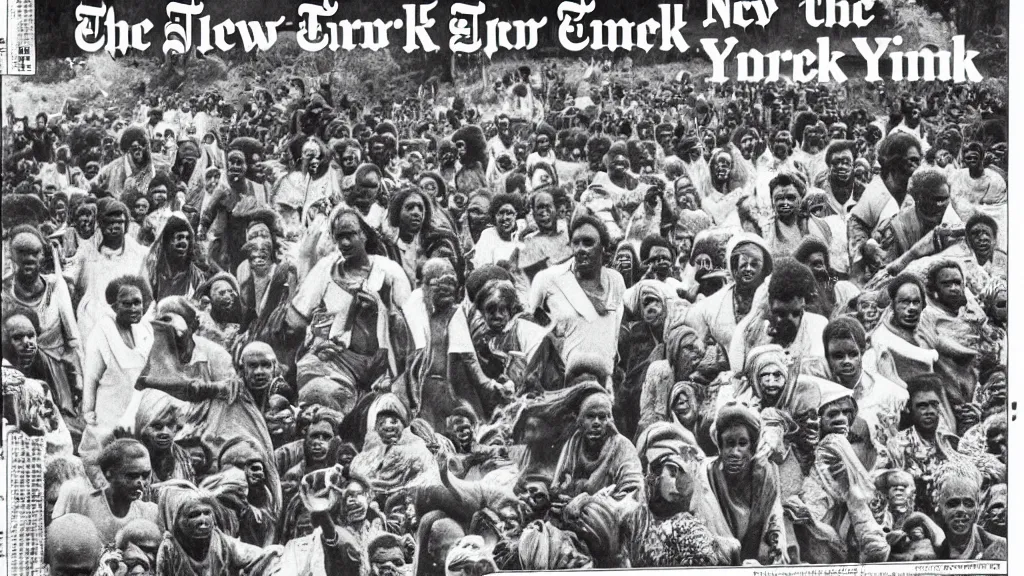 Image similar to 1 9 8 4 ethiopian famine, in the cover of new york times, 8 k