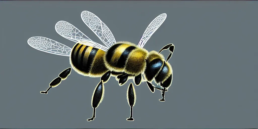 Image similar to blueprint for a nanobot bee, intricate details, nano bee technology, highly detailed, 8 k resolution,