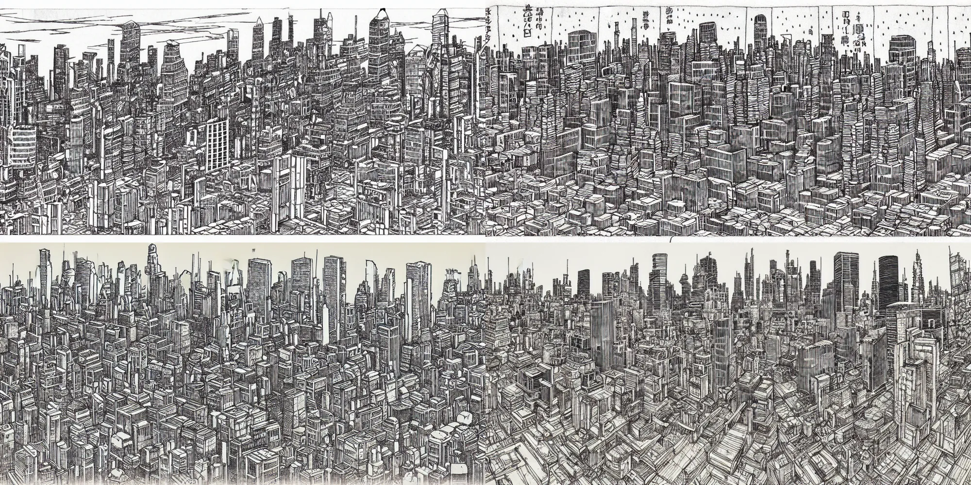 Prompt: a city by q hayashida, highly detailed, cityscape