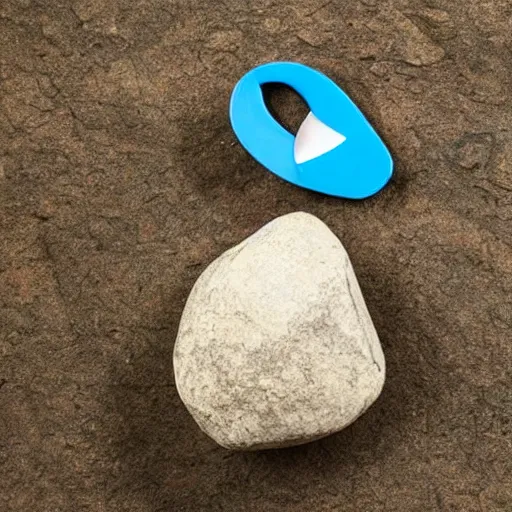 Prompt: a rock made up of scissors