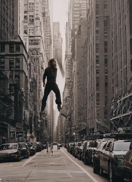 Image similar to portrait of tarzan walk over the street of new york, by charlotte grimm, natural light, detailed face, beautiful features, symmetrical, canon eos c 3 0 0, ƒ 1. 8, 3 5 mm, 8 k, medium - format print, half body shot