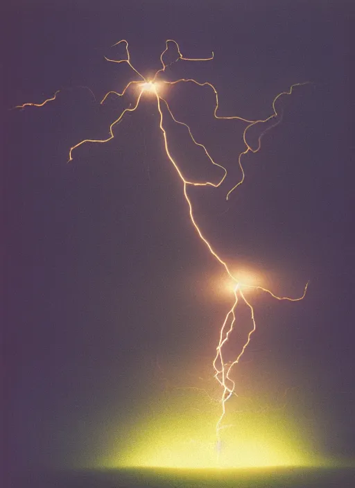 Prompt: realistic photo portrait of a glowing disks flying in a grey sky, covered with tesla electricity 1 9 9 0, life magazine photo, natural colors, museum collection, kodak