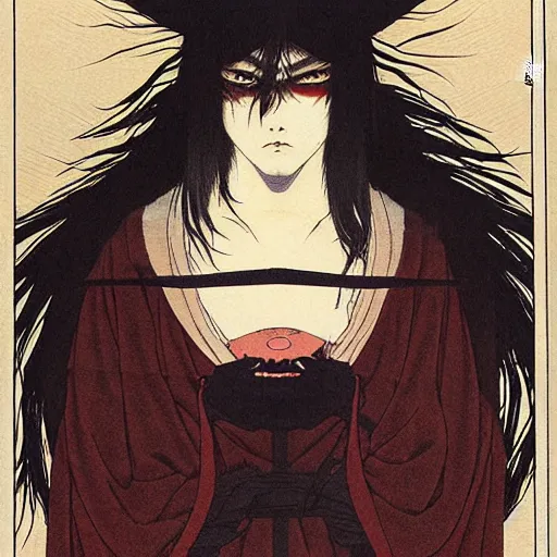 Image similar to prompt : portrait of muse soft light painted by takato yamamoto, rinnegan eyes inspired by ninja anime, smooth face feature, intricate oil painting, high detail, sharp high detail, manga and anime