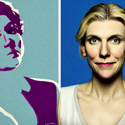 Prompt: rhea seehorn portrait by warhol