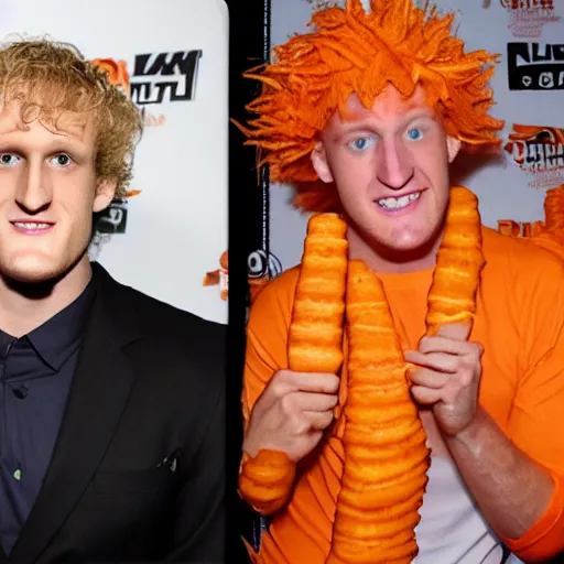 Image similar to logan paul as a cheeto,