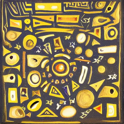 Prompt: The Milky-way galaxy, Sirius A and Sirius B, Painting by the Dogon people of Mali