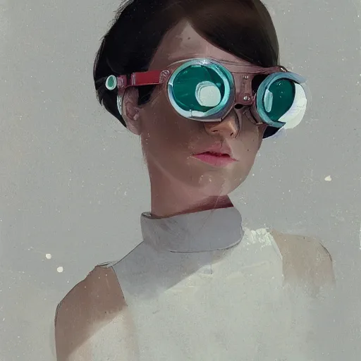 Image similar to Beautiful girl wearing goggles profile picture by Greg Rutkowski, asymmetrical, Organic Painting , Matte Painting, geometric shapes, hard edges, street art, trending on the artstation, realistic by Sachin Teng,