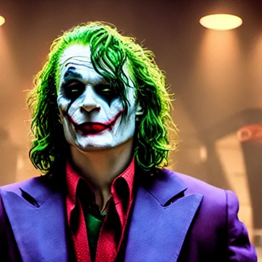 Image similar to stunning awe inspiring sylvester stalone as the joker, movie still 8 k hdr atmospheric lighting