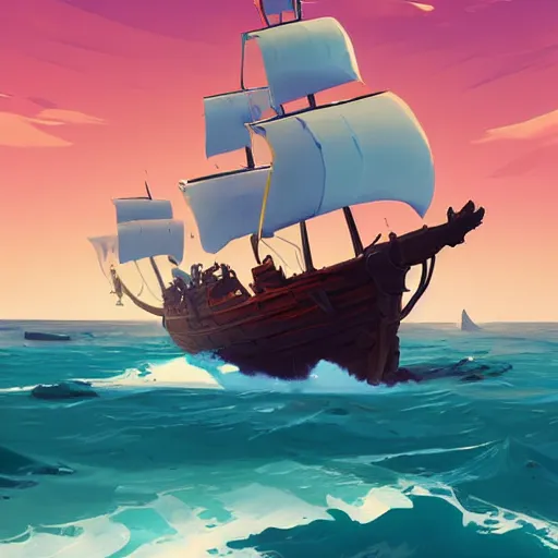 Image similar to painting treasure on sea of thieves game smooth median photoshop filter cutout vector, behance hd by jesper ejsing, by rhads, makoto shinkai and lois van baarle, ilya kuvshinov, rossdraws global illumination