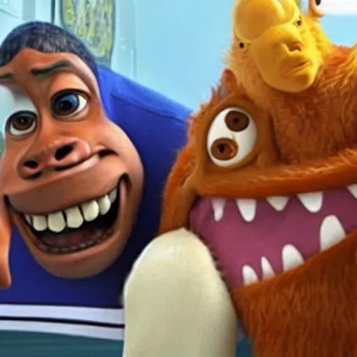 Image similar to Barack Obama as a monster from Monsters Inc, pixar movie