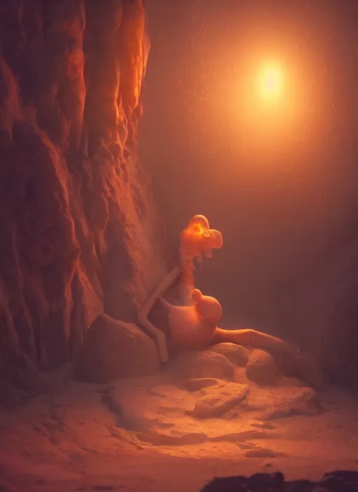 Image similar to squidward, intricate detail, volumetric lighting, epic composition, hyper detailed, ultra realistic, sharp focus, octane render, volumetric, ray tracing, sense of awe, swirling mist, himalayan rocksalt lamp