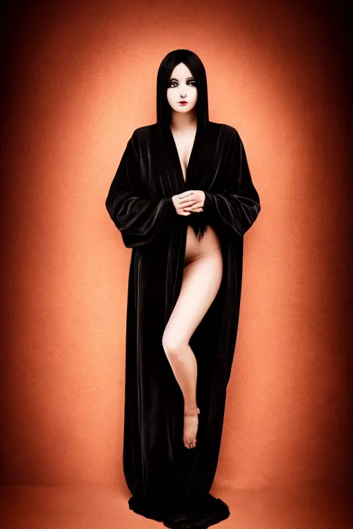 Image similar to very beautiful female necromancer, black hair, wearing black robe, luxury materials, symmetrical, cinematic, elegant, professional studio light, real dlsr photography, sharp focus, 4 k, ultra hd, sense of awe, high fashion