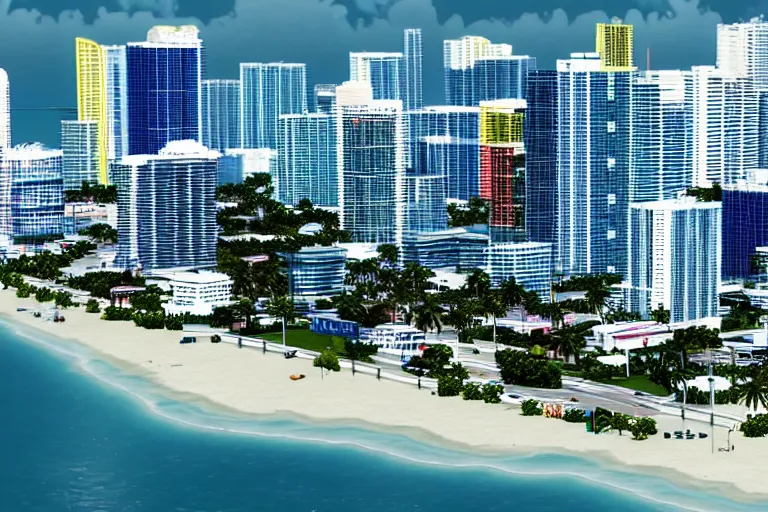 Prompt: Miami city in the style of Grand theft auto, 4k, 8k