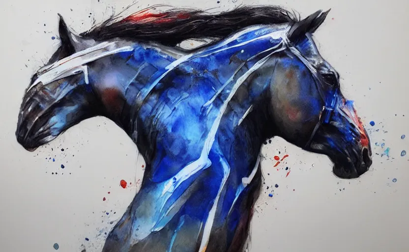 Image similar to a painting of pepsihorse trending on artstation in the style of greg rutkowski, 3 d, watercolor, beautiful, horse, pepsi, fluid