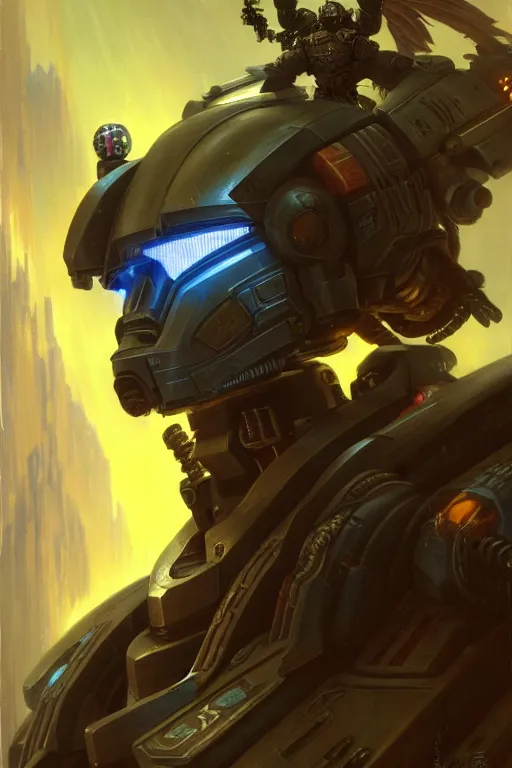 Prompt: character portrait cyberpunk starcraft terran warhammer 4 0 k space marine harrison ford, character design, painting by gaston bussiere, katsuya terada, frank frazetta, tom of finland, trending on artstation