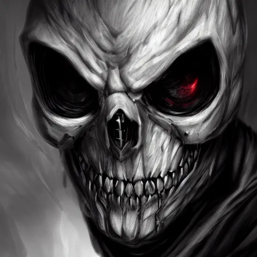 Prompt: photorealistic dark fantasy concept art of nightmare sans with his eye glowing, dynamic lighting, stunning visuals, ray tracing, beautiful scenery, cinematic, full body portrait, ultra detailed, hyper detail, stunning detail