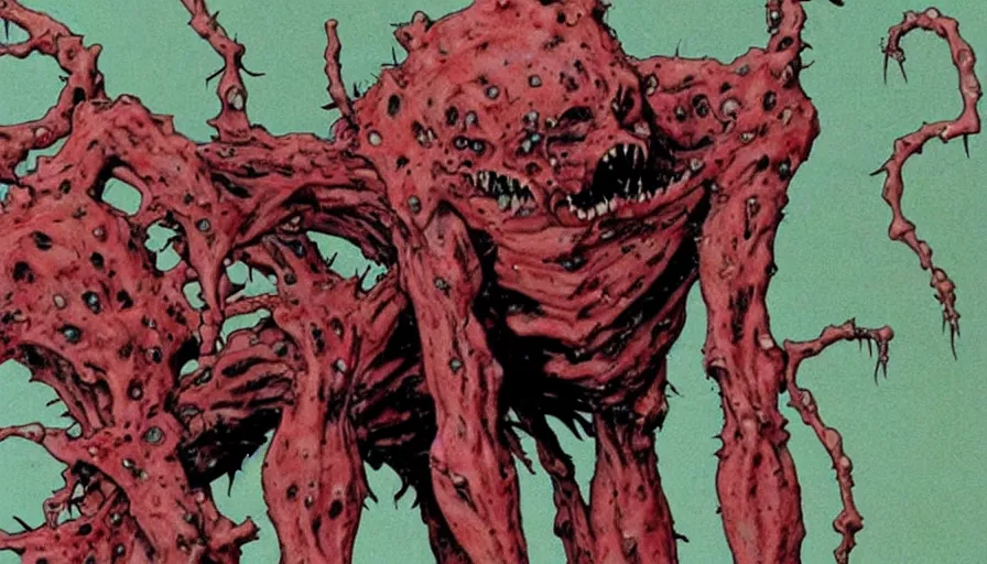 Prompt: a extremely gross disgusting and scary vile monster from neon genesis evangelion The Thing, Spawn, Horror necromorph by Cronenberg and greg nicotero special effects