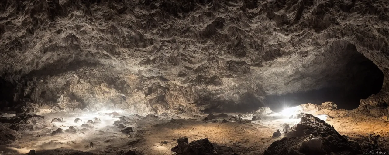 Prompt: the best mystical landscape inside a deep cave | photography of the century