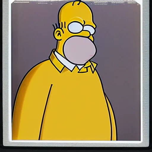 Image similar to a still polaroid photo of the real homer simpson