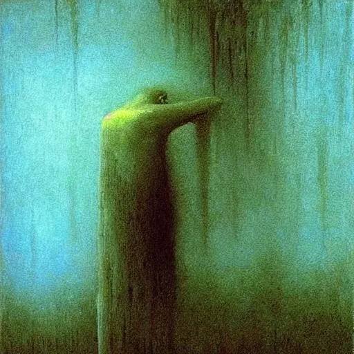 Prompt: the perfect glass of water painting by beksinski, behsinski colors. masterpiece painting