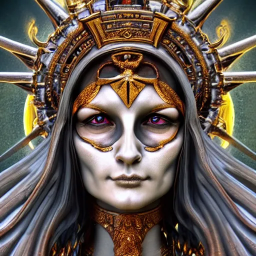 Image similar to perfectly - centered close - up portrait - photograph of goddess of death, cgi, anisotropic filtering, high definition textures, 4 kuhdtv, 8 k resolution, 1 6 k, 3 2 k, meticulous details, maximalist, rendered in blender, by anne stokes