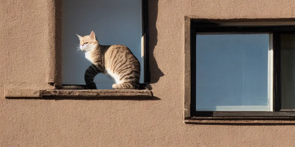Prompt: cat on a windowsill. smooth