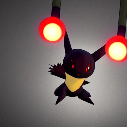 Image similar to a pokemon that looks like bat, bat hanging upside down in a tree, glowing like a light bulb, digital art. trending on art station, unreal engine.