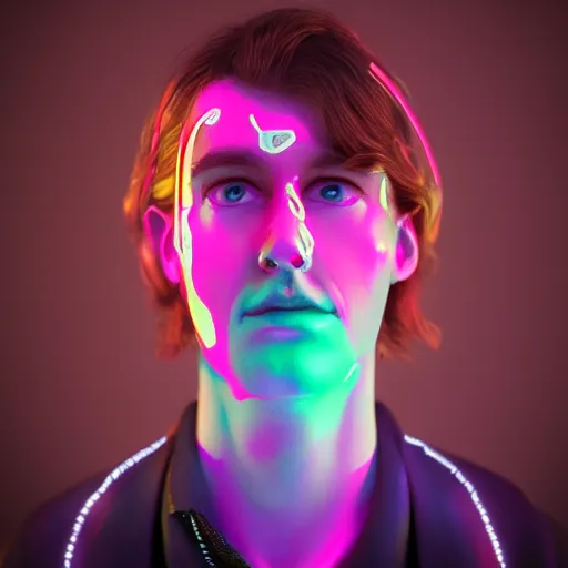 Image similar to human portrait made out of rain, neon, rendered in octane, unreal engine, character art