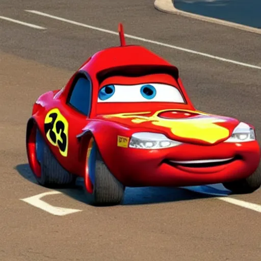 Image similar to jesus car from the movie pixar's cars 2,