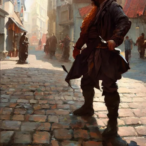 Image similar to greg manchess portrait of a man falling over a sword stuck between cobblestones, profile picture, organic painting, sunny day, matte painting, bold shapes, hard edges, street art, trending on artstation, by huang guangjian, gil elvgren, ruan jia, randy vargas, greg rutkowski