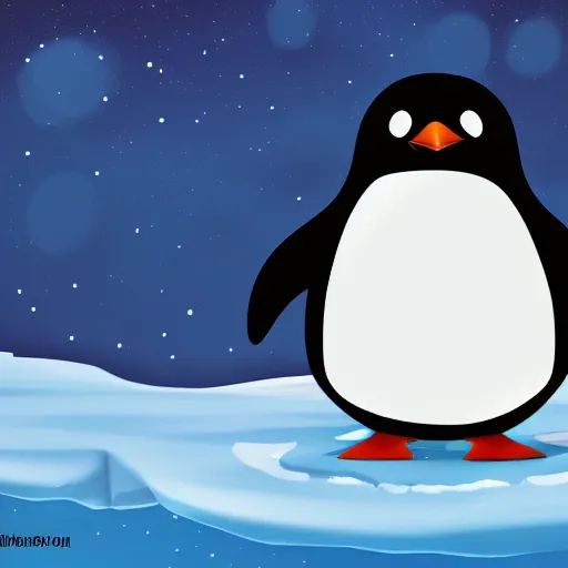 Image similar to penguin taking a coffee in the middle on the artic, trending in art station